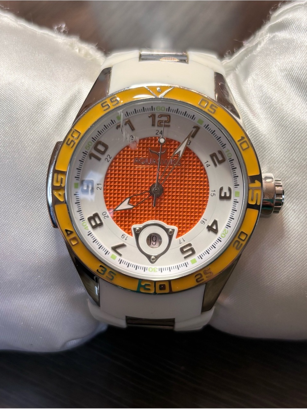 Aquaswiss TRAX Swiss Movement Watch White & Orange – New Battery